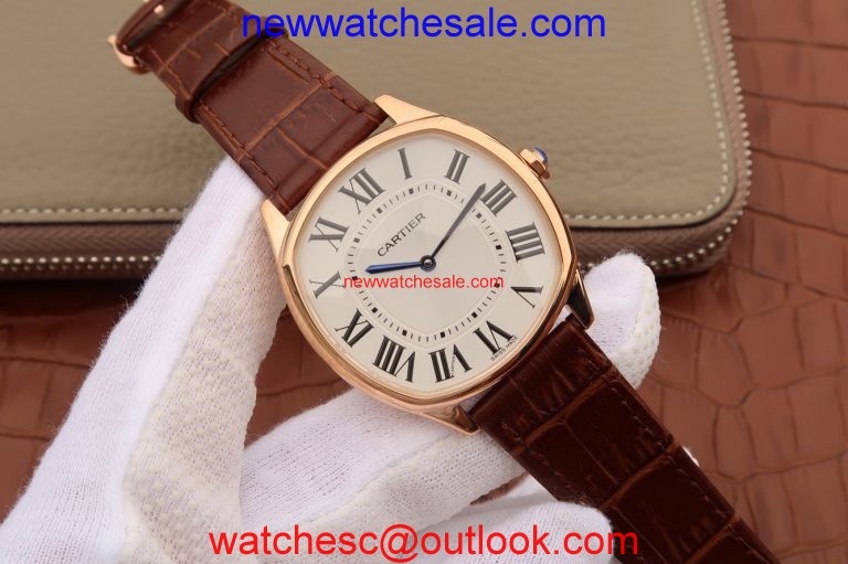 AAA Cartier Drive de Cartier White Dial Leather Strap Watch00676
