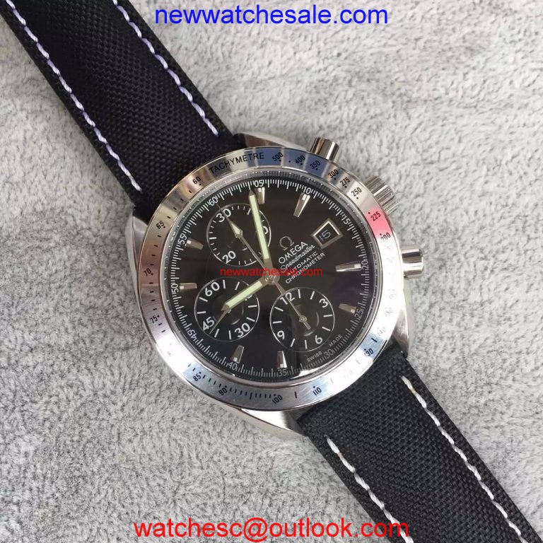 AAA Omega Speedmaster 3210 Black Dial Black Nylon Strap Back through Omega Watch00684