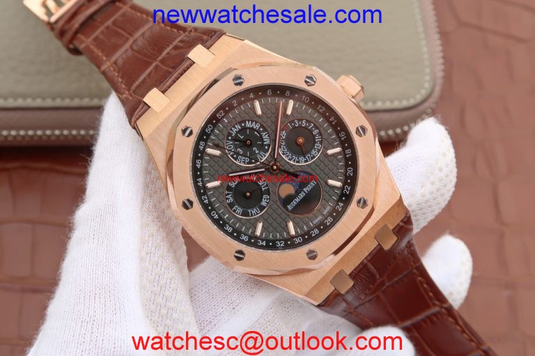Audemars Piguet Royal Oak 41mm 26574 Black Dial Leather Strap Watch01005