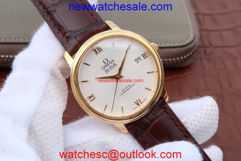 Best 1:1 Omega MKF De Ville 37mm White Dial Markers Leather Strap Watch00785