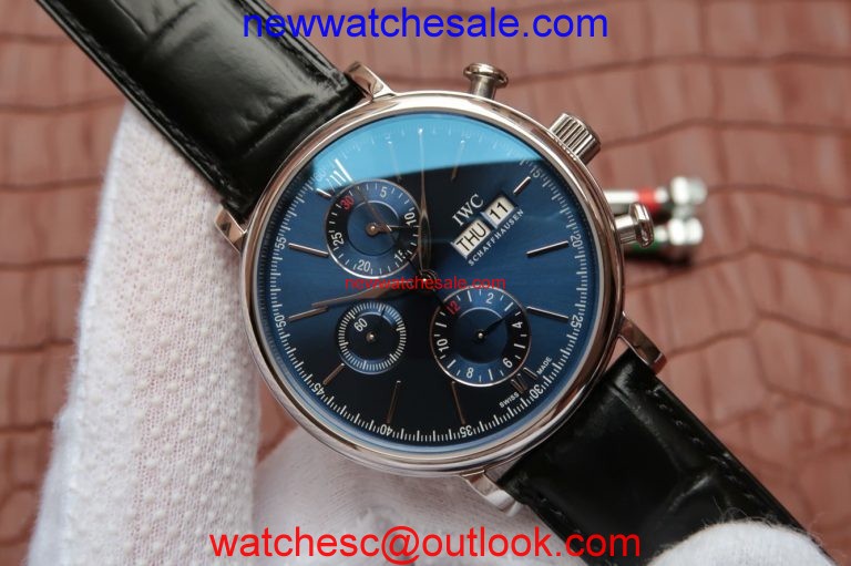 Best Quality IWC Portofino Chrono IW391019 Blue Dial Leather Strap Watch00620