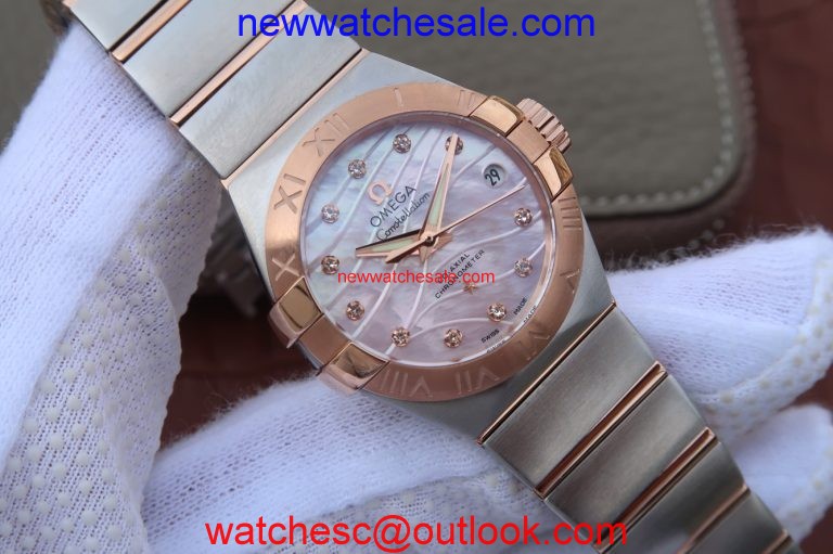 Best Quality Omega V6 Constellation 27mm Dial Diamonds Markers Bracelet Omega Watch00703
