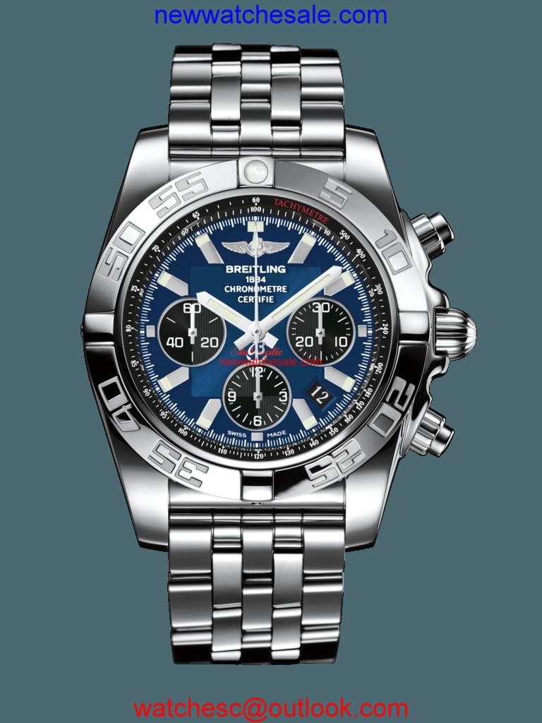 Breitling Chronomat 44 Steel polished Blackeye Blue Watch01193