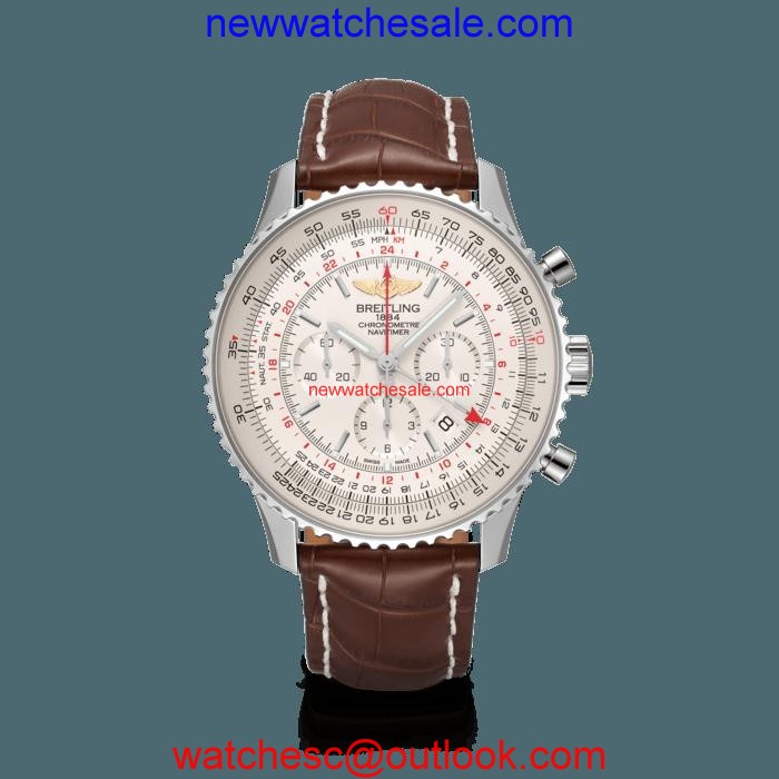 Breitling Navitimer 1 B04 Chronograph GMT 48 Steel Mercury Silver Watch00512