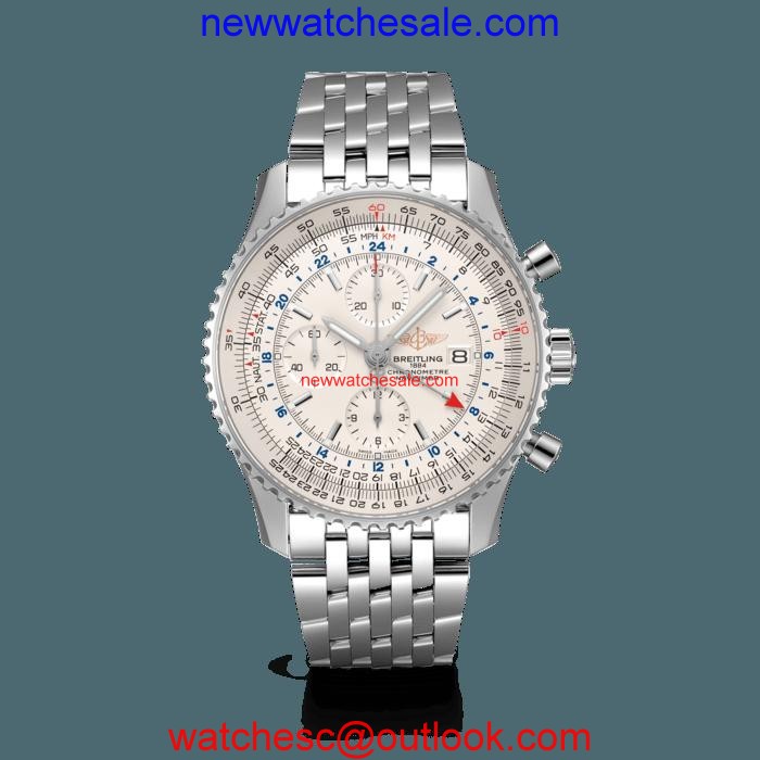 Breitling Navitimer 1 Chronograph GMT 46 Steel Silver Watch00908