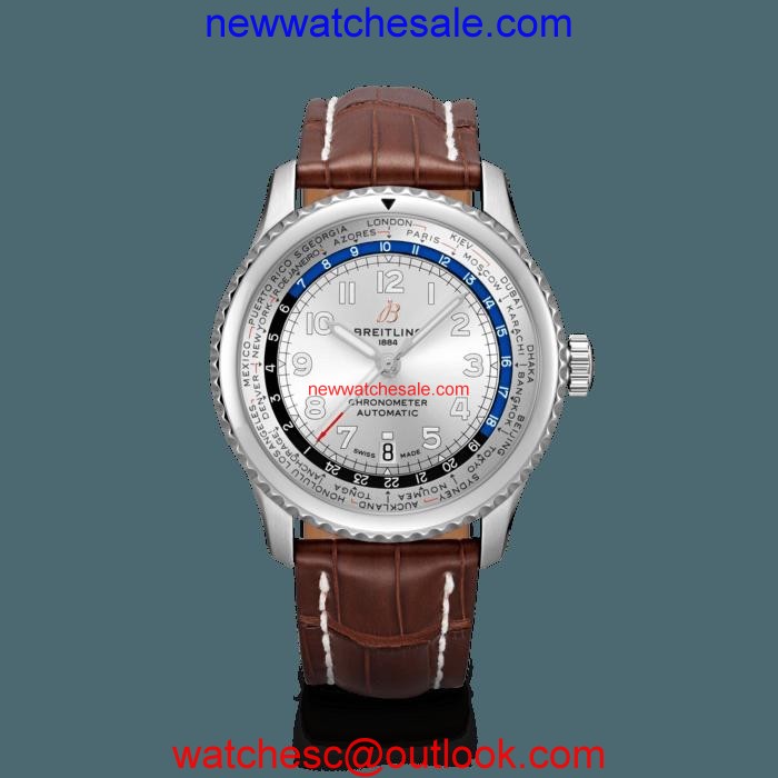 Breitling Navitimer 8 B35 Automatic Unitime 43 Steel Mercury Silver Watch00057