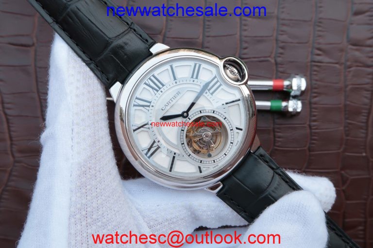 Cartier Ballon Bleu Tourbillon 44mm Black Leather Strap Watch00772