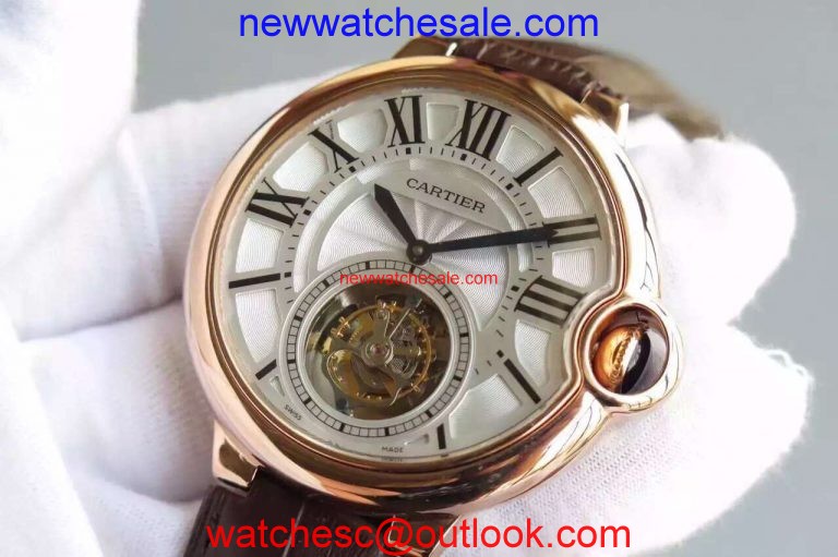 Cartier Ballon Bleu Tourbillon Brown Leather Strap Watch01070