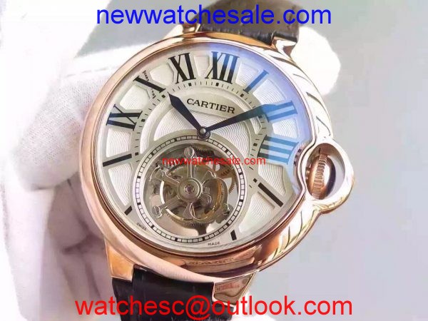 Cartier Ballon de Cartier 46MM Tourbillon White Dial Leather Strap Watch01022
