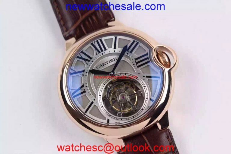 Cartier Ballon de Cartier Tourbillon Gray Dial Leather Strap Cartier Watch00944