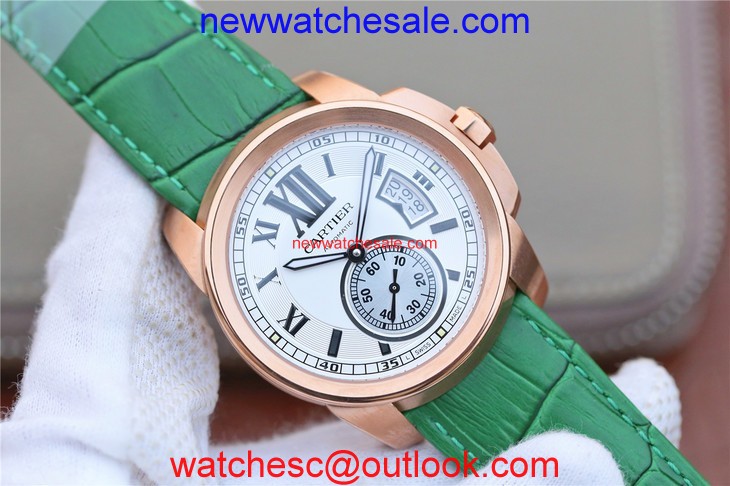 Cartier Calibre de Cartier White Dial Leather Strap Watch00044