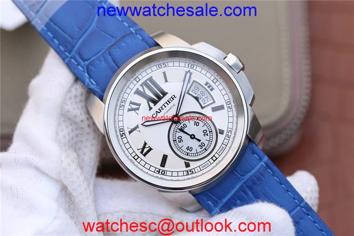 Cartier Calibre de Cartier White Dial Leather Strap Watch00443
