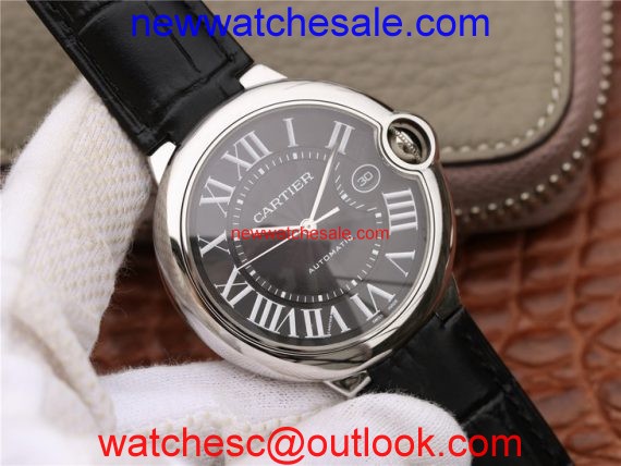 Cartier Cartier Ballon Bleu 42mm CRF Black Textured Dial Leather Strap Watch00812