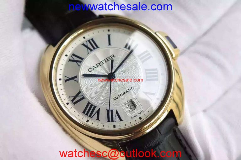 Cartier Cle de Cartier White Textured Dial Leather Strap Cartier Watch01248