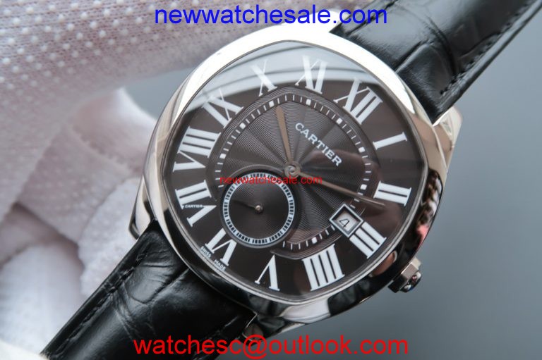 Cartier Drive de Cartier Black Textured Dial Black Leather Strap Watch00937
