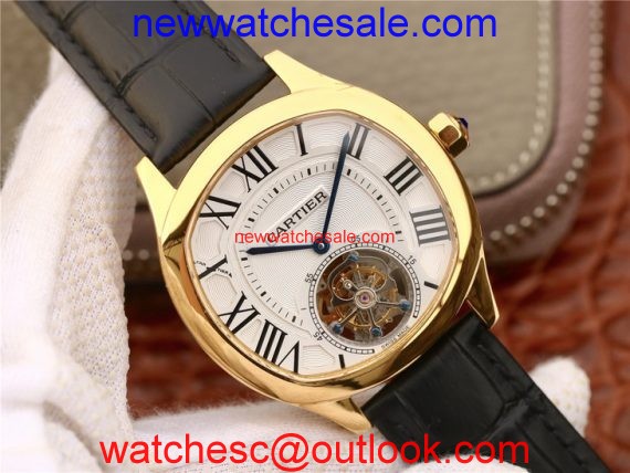 Cartier Drive de Cartier Tourbillon White Textured Dial Leather Strap Cartier Watch00228