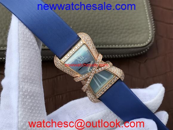 Cartier High Jewelry Watches WJ306014 Blue Dial Blue Fabric Strap Watch00530