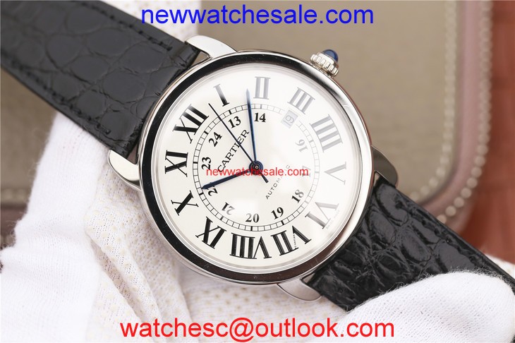 Cartier Ronde de Cartier 42mm White Dial Leather Strap Watch01117