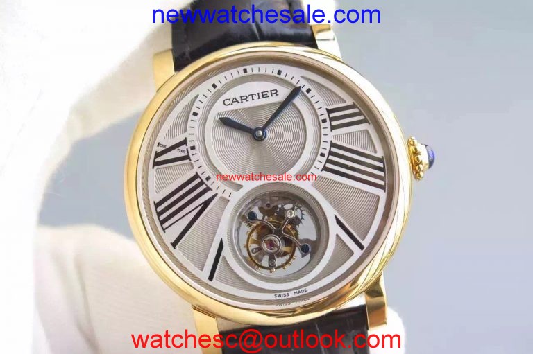 Cartier Rotonde De Cartier Tourbillon Leather Strap Watch00195