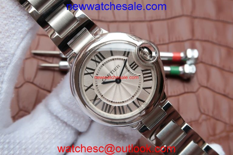 Cartier V6F Ballon Bleu 33mm White Dial Bracelet Ronda Quartz Watch00569