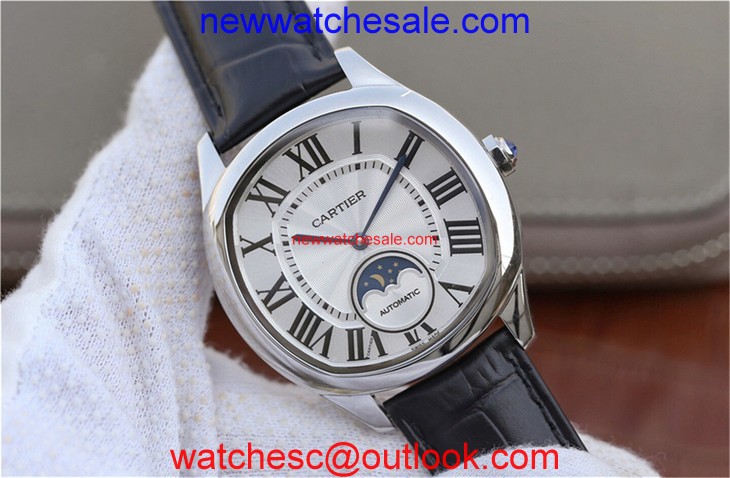 Cheap Cartier Drive de Cartier White Textured Dial Leather Strap Watch00216