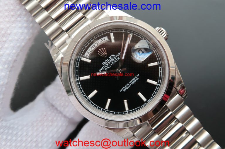 Cheap Rolex Day-Date II 228239 Textured Black Dial Bracelet Watch00992