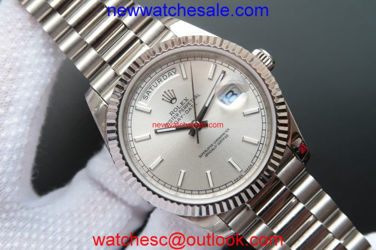 Copy AAAAA Rolex Day Date II Silver Dial Bracelet Rolex Watch00161