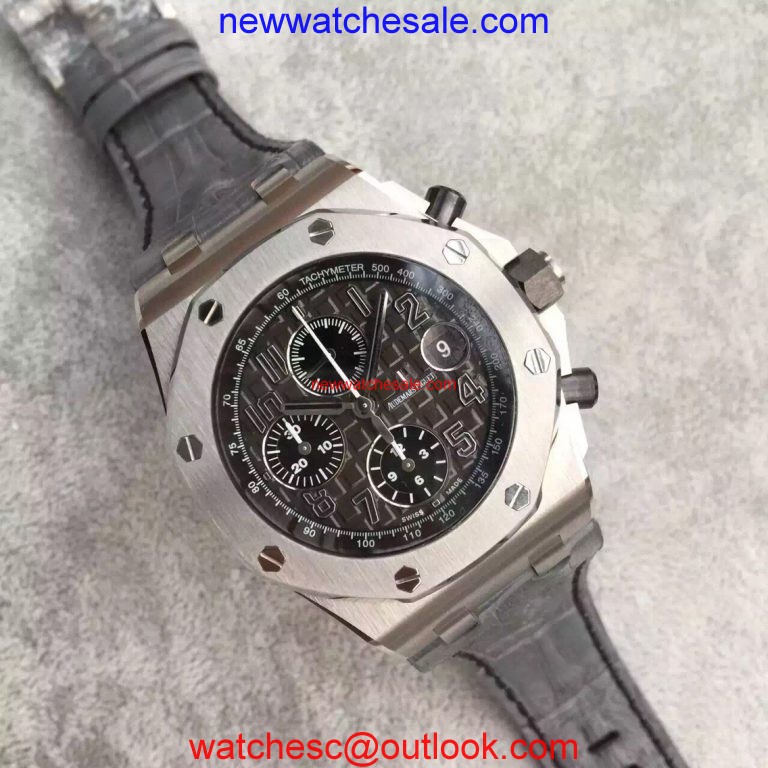 Copy Audemars Piguet Royal Oak Offshore Gray Theme Gray Leather Strap Watch00234