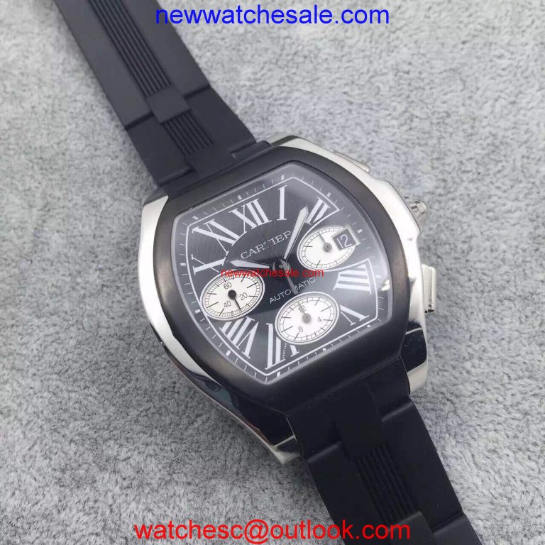 Copy Cartier Roadster Black Dial Black Rubber Strap Watch00341