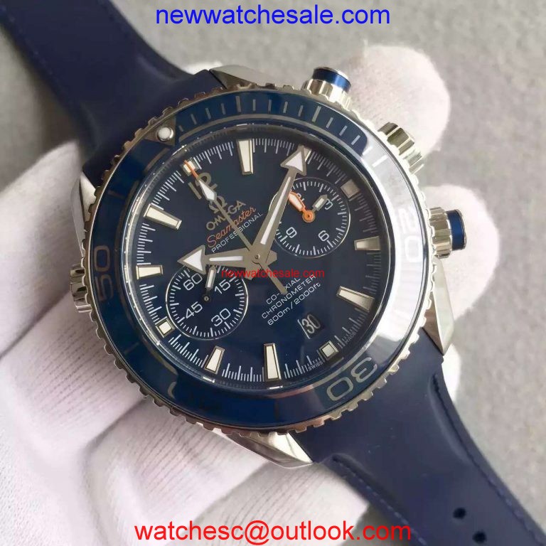 Copy Fashion Omega Seamaster Professional Chronograph Blue Bezel Blue Dial Rubber Strap Watch00307