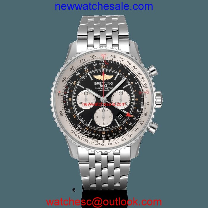 Copy High Quality Breitling Navitimer 1 B04 Chronograph GMT 48 Steel Black Breitling Watch00204
