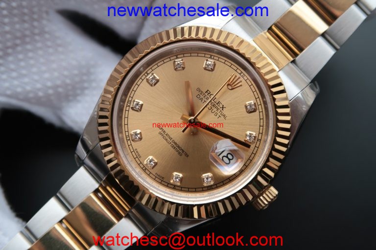 Copy High Quality Rolex Date Just II 41mm Dial Diamonds Marker Bracelet Watch01372