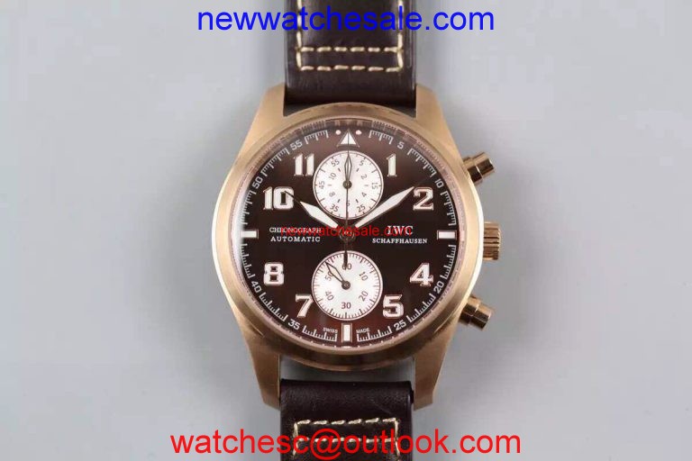 Copy IWC V6 Pilot Chrono Brown/White Dial Watch00713