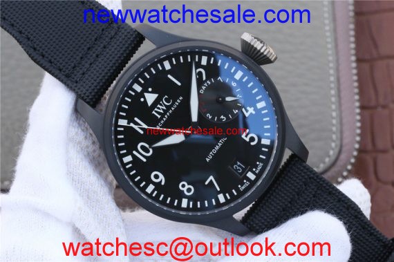 Copy Luxury IWC Big Pilot Real PR IW502001 Real Ceramic V2 Black Calfskin Strap Watch00453