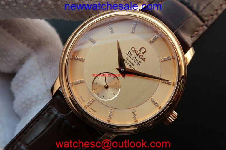Copy Omega MKF De Ville 39mm Co-Axial Yellow Dial Brown Leather Watch00177