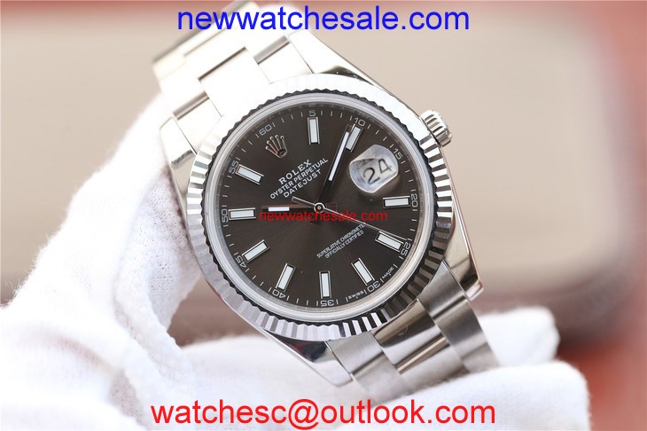 Copy Rolex DateJust 41mm 126300 Black Dial Stick Markers Oyster Bracelet Watch00578