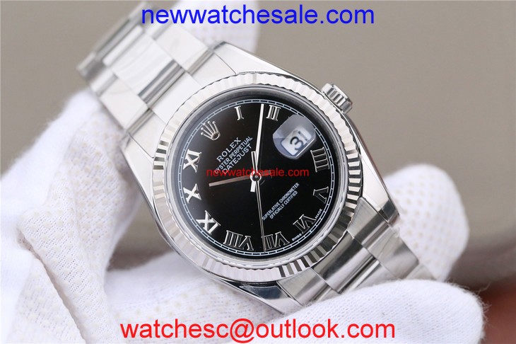 Designer Rolex DateJust 36mm 116234 Black Dial Roman Markers 904L Oyster Bracelet Watch00115