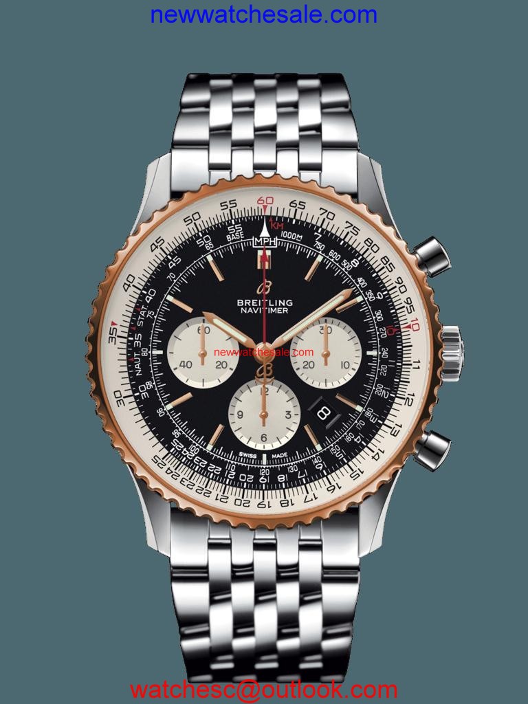 Fake Breitling Navitimer 1 B01 Chronograph 46 Steel & red gold Black Watch00865