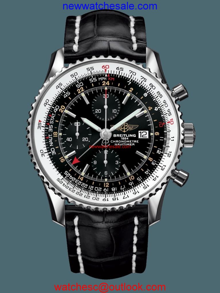 Fake Breitling Navitimer 1 Chronograph GMT 46 Steel Black Breitling Watch01208