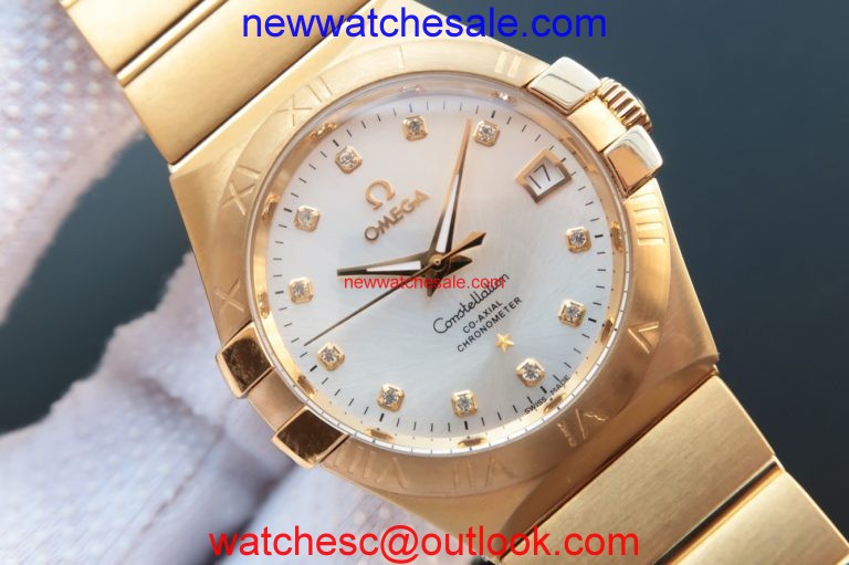 Fake Imitation Omega V6 Constellation White Dial Diamonds Markers Bracelet Watch00946