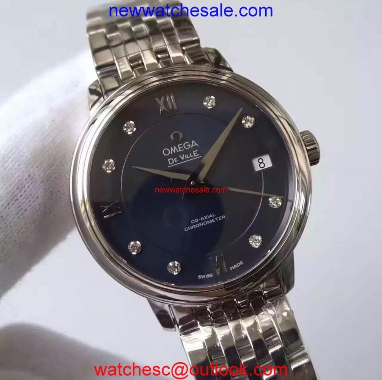 Fake Omega MKF De Ville 33mm Diamonds Markers Blue Dial Bracelet Watch01001