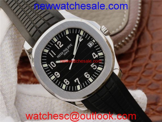 Fake Patek-Philippe Aquanaut 5167 PF Black Textured Dial Black Rubber Strap Watch00276