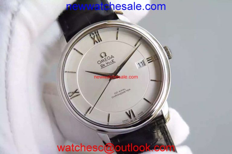First-class Quality Omega MKF De Ville 39.5mm White Dial Black Leather Strap Watch00626