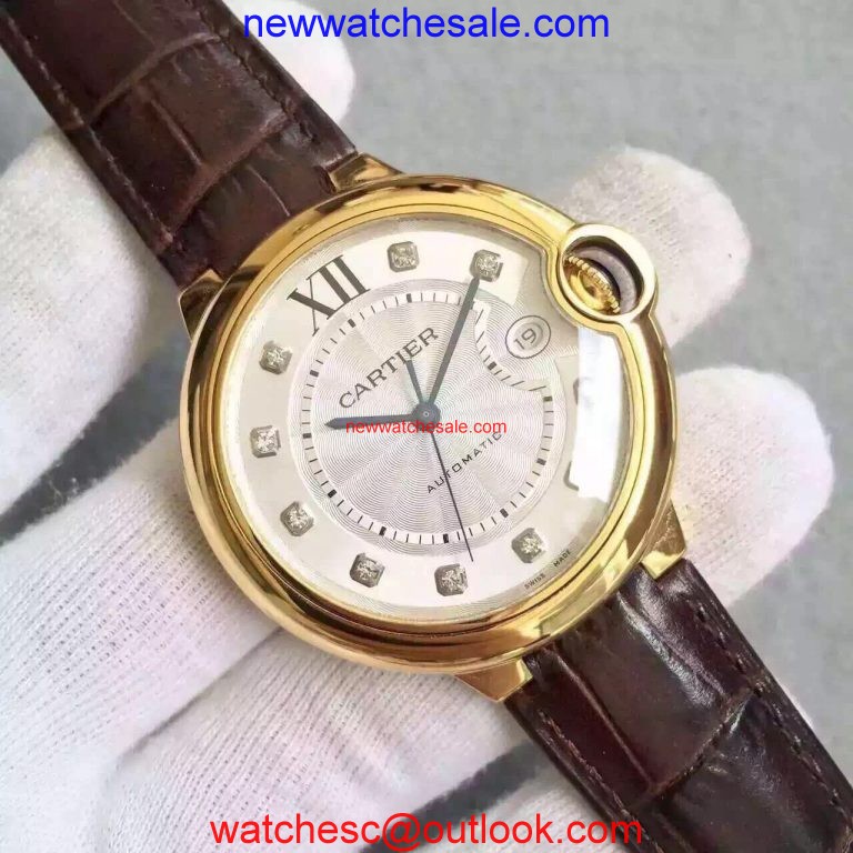 High Quality Cartier Ballon Bleu 42mm White Dial Leather Strap Cartier Watch00034