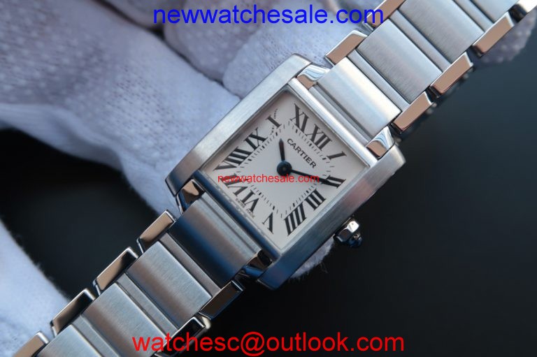 High Quality Cartier Tank Francaise Ladies Whtie Dial Bracelet Ronda Quartz Watch00916