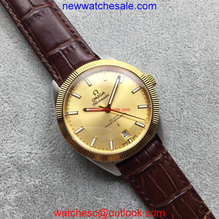 High Quality Replica Omega Globemaster Master Chronometer Dial/Bezel Brown Leather Strap Watch00472