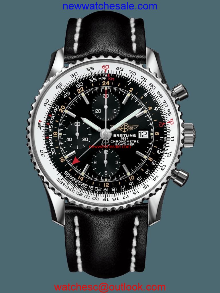 Imitation Breitling Navitimer 1 Chronograph GMT 46 Steel Black Breitling Watch00988