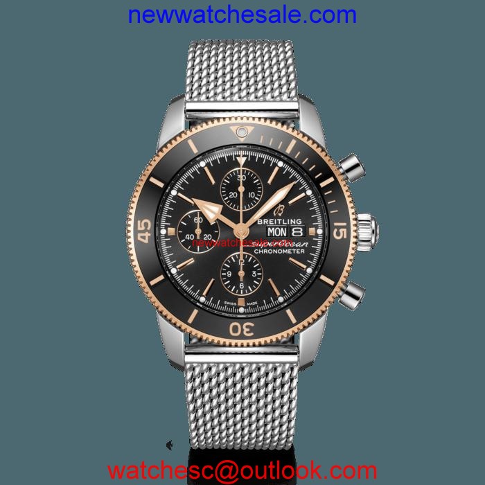 Imitation Breitling Superocean Heritage II Chronograph 44 Steel & red gold Black Watch00159