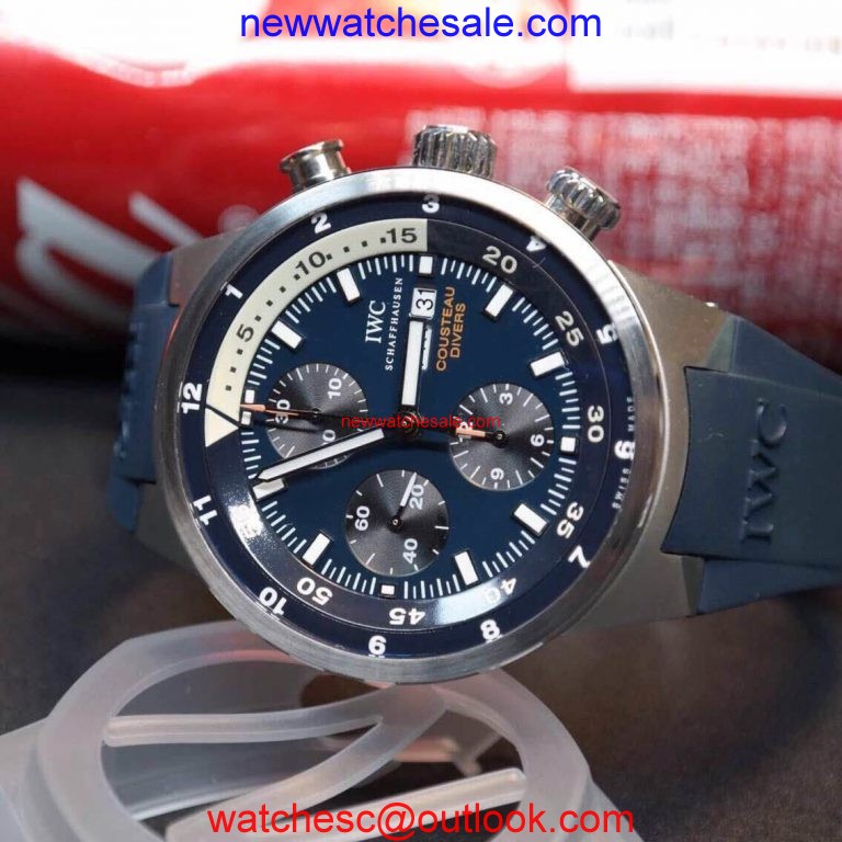 Imitation IWC Aquatimer Chronograph Cousteau Divers Blue Dial IWC Watch00646