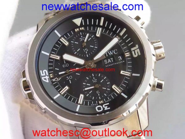Imitation IWC V6 Aquatimer Chrono IW376803 Black Dial Bracelet Watch00023